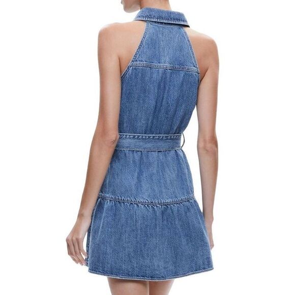 Alice + Olivia Women’s Miranda Denim Tie-Waist Minidress US 6 $375 - Picture 3 of 12
